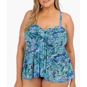 Fit 4 U Tankini Tango Mesh Swim Top Size 16